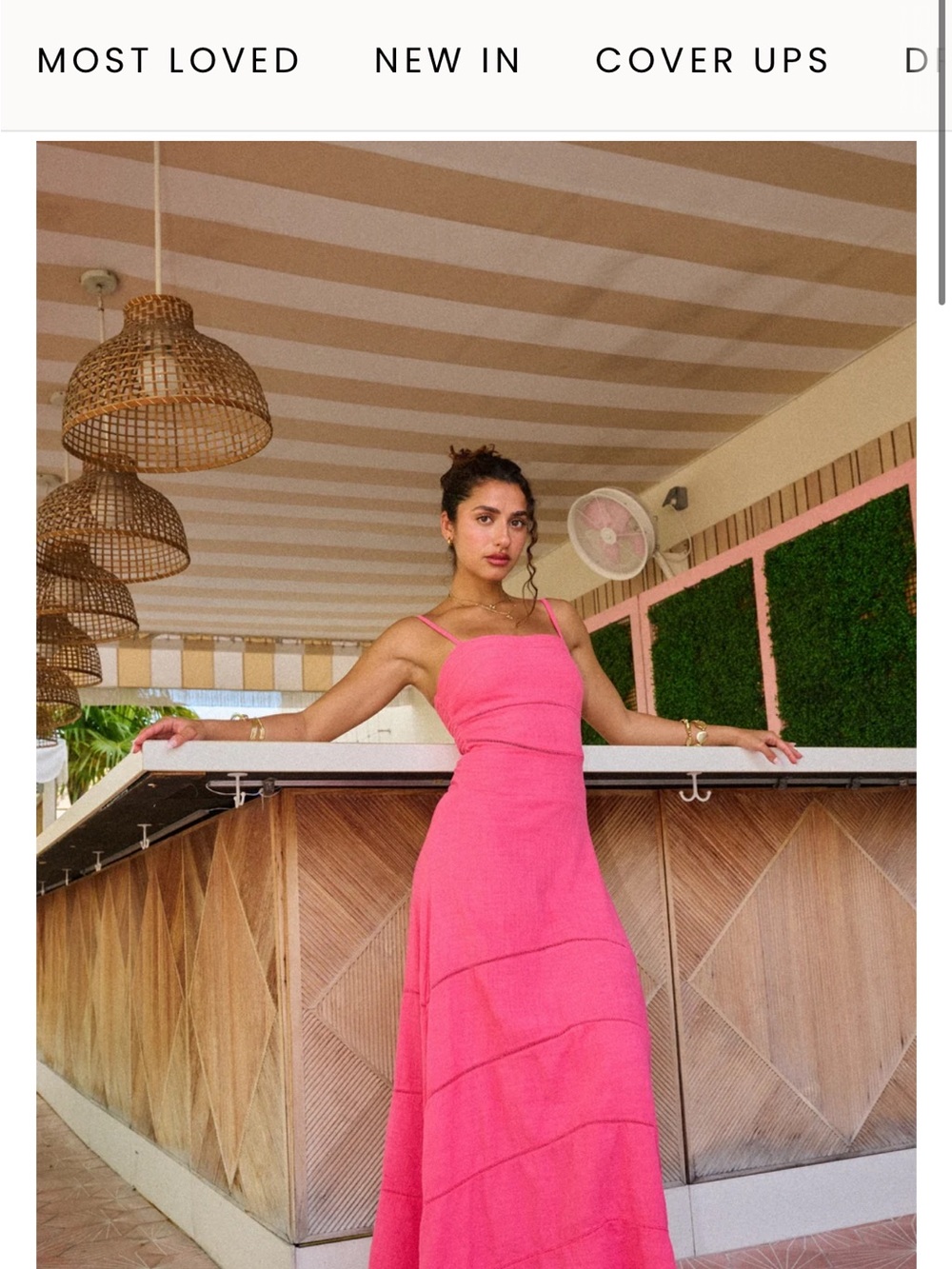 Spaghetti-Strap Pink Maxi Dress with Tiered Skirt